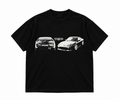 Black Night Shift Automotive T-shirt, front with white car graphic